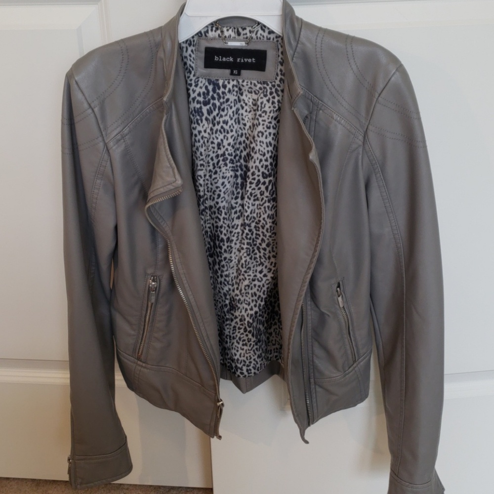 Black Rivet Faux-Leather Jacket